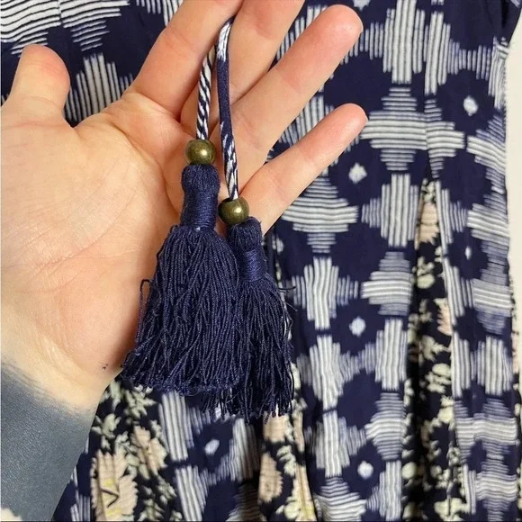 Anthropologie Dress Women’s Sz Small Maeve Indiga Patchwork Boho Corset Tassel - Picture 10 of 12